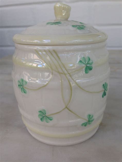 Vintage Belleek Barrel Jar With Lid Marmalade Jam Honey Jar Fourth