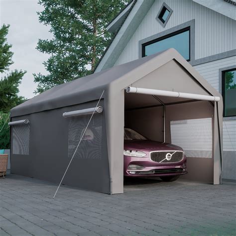 Thanaddo 10 Ft W X 20 Ft D Carport Galvanized Steel Portable Garage