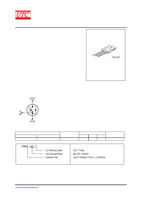 15N60 datasheet(1/6 Pages) UTC | 15 Amps, 600 Volts N-CHANNEL MOSFET