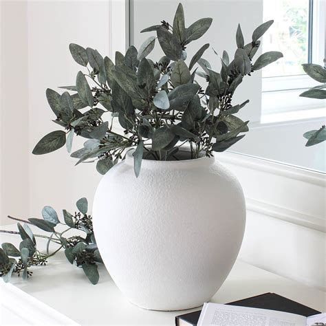 Artificial Eucalyptus With Seeds 62cm Stem In 2020 Large White Vase