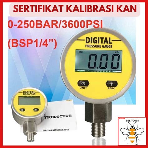 Jual Pressure Gauge Digital 25 Mpa 250 Bar Sertifikat Kalibrasi Kan Shopee Indonesia