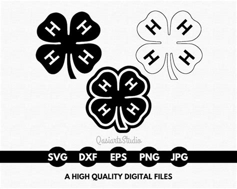 4h Logo Svg 4h Vector Png 4h Leaf Clover Svg Silhouette Svg Cut
