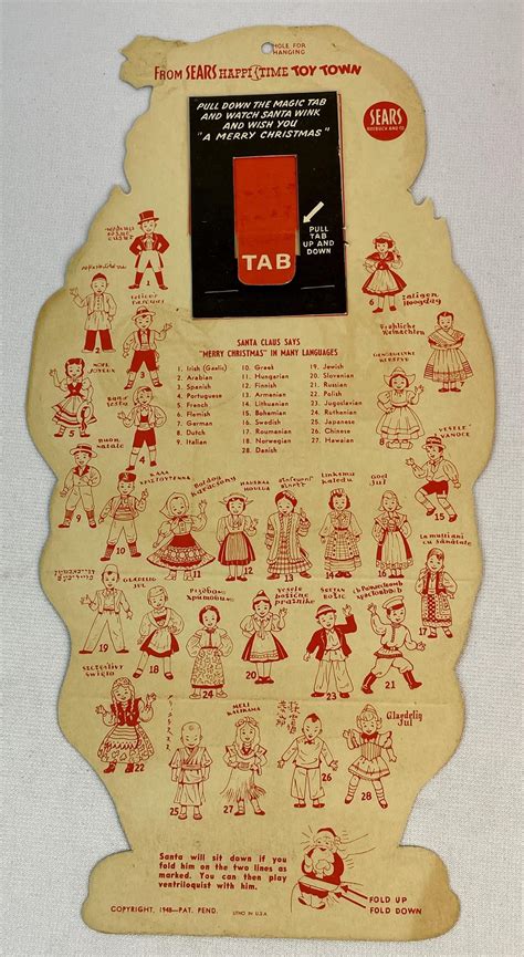 Lot - Vintage 1948 Mechanical Winking Santa Claus Sears Happi-Time Toy