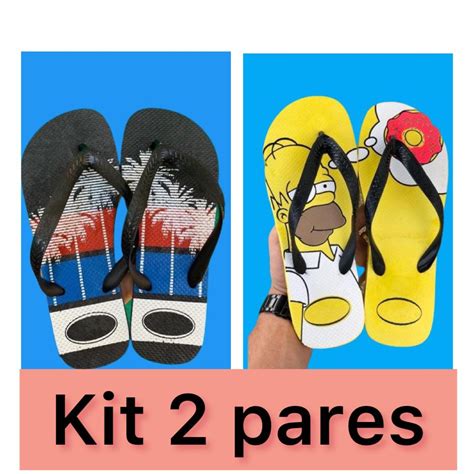 kit chinelo masculino adulto 2 pares sandália Escorrega o Preço