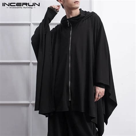 INCERUN Loose Black Winter Long Sleeve Zipper Outerwear Streetwear