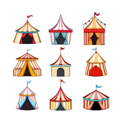 Conjunto de tiendas de circo ilustración vectorial de dibujos animados