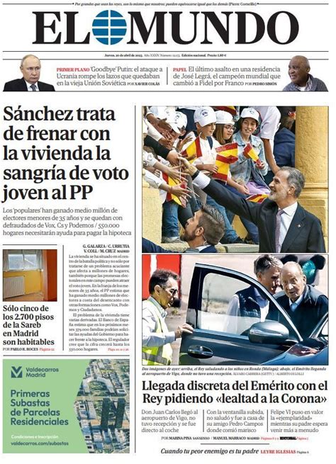 Portada De EL MUNDO Del Jueves 20 De Abril De 2023 Medios