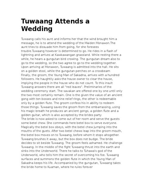 Tuwaang Attends A Wedding | PDF | Wedding