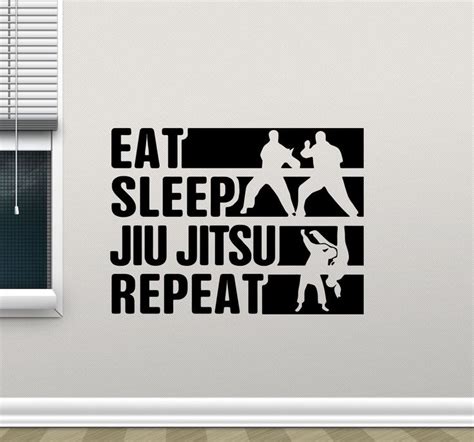 Jiu Jitsu Wall Decal Vinyl Sticker Eat Sleep Jiu Jitsu Repeat Sign Jiu