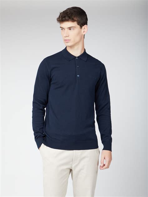 Navy Signature Long Sleeved Polo Ben Sherman Est 1963