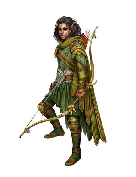 Male Elf Jungle Ranger Archer Longbow Pathfinder 2e Pfrpg Pfsrd Dnd D