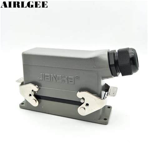 24 Pin Industrial Rectangle Heavy Duty Connector PG21 Side Outlet Hood Hot Runner Aviation