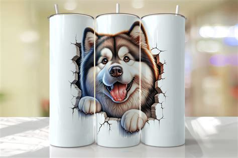 Alaskan Malamute Peeking Tumbler Wrap Graphic By Thedigitalstore