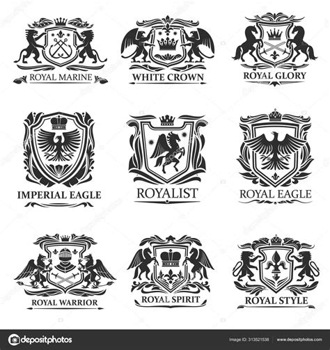 Heraldic Eagles Lions Crowns Royal Heraldry Stock Vector Image By