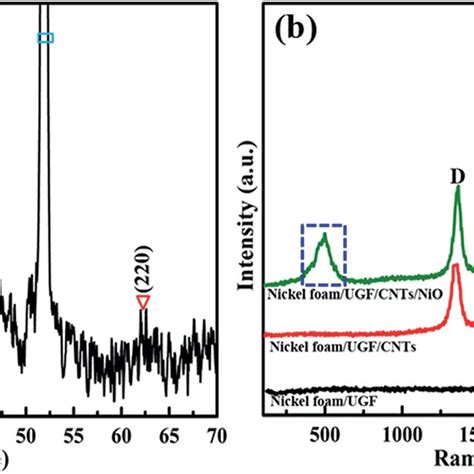 A Xrd Pattern And B Raman Spectra Of 3d Nickel Foamugfcntsnio