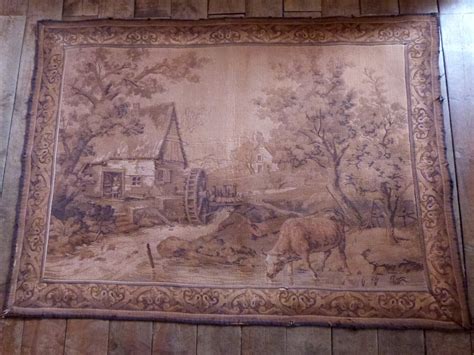 Antique French Tapestry Wall Hanging 1900s Framed Wall