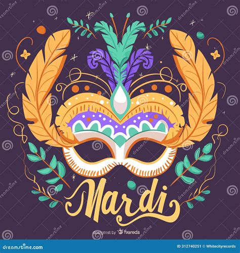 Mardi Gras Mask With Feathers And Feathers Vector Illustration Stock