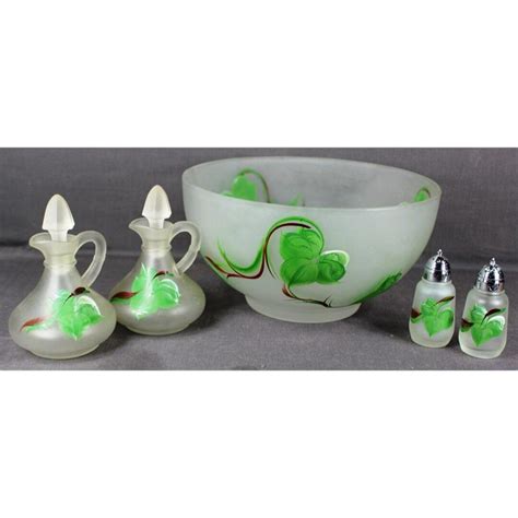 Gay Fad Studio Hazel Atlas Frosted Glass 10 Bowl Cruets Salt Pepper Shakers Etsy