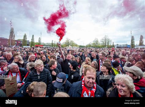 EMMEN - FC Emmen players during the ceremony on the Stadionplein ...