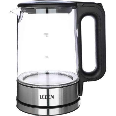Электрический чайник LEBEN 1.7 л, 1800 Вт, скрытый нагревательный ...