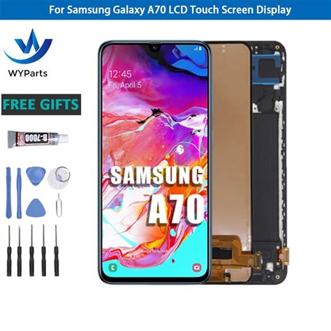 อะไหลหนาจอสมผส LCD ดจไทเซอร OLED 100 สาหรบ Samsung Galaxy A70