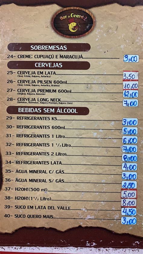 Menu Em Bar Do Cear Porto Velho