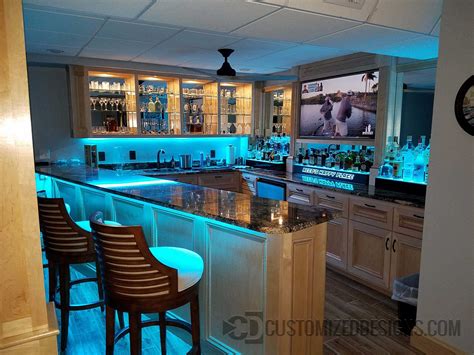 LED Lighted Liquor Shelves & Illuminated Home Bar Displays - 2 Tiers