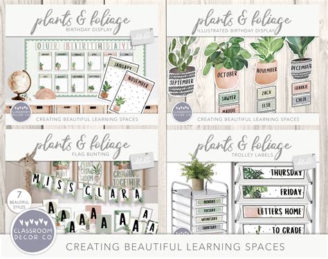 Plants & Foliage Complete Classroom Display Bundle | Natural Boho