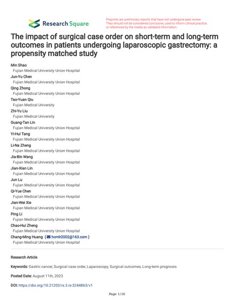 Pdf The Impact Of Surgical Case Order On Short Term And Long Term