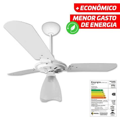 Ventilador De Teto 3 Pás Motor Grande Potente Ventex Yris Branco