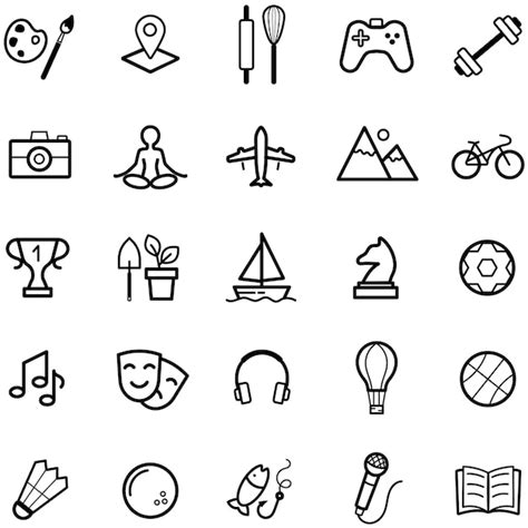 Premium Vector Vector Hobbies Icons Template