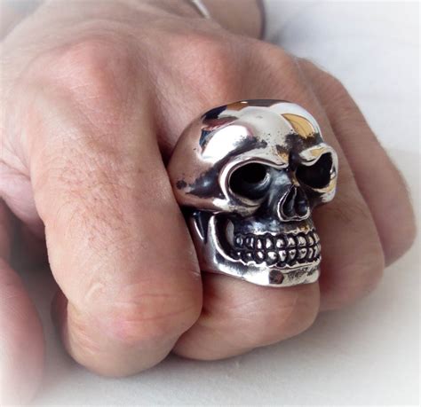 Huge Skull Ring Biker Silver Ring Free Shipping Etsy