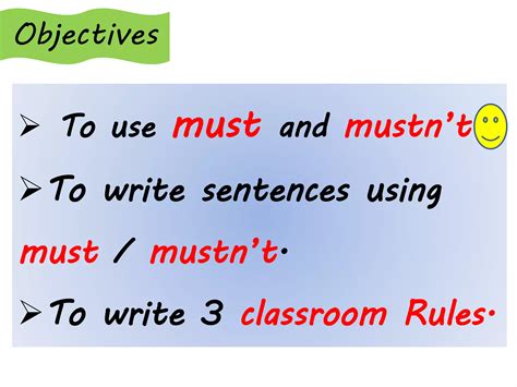 Must Or Mustn T Modal Verbs Class Rules Ppt