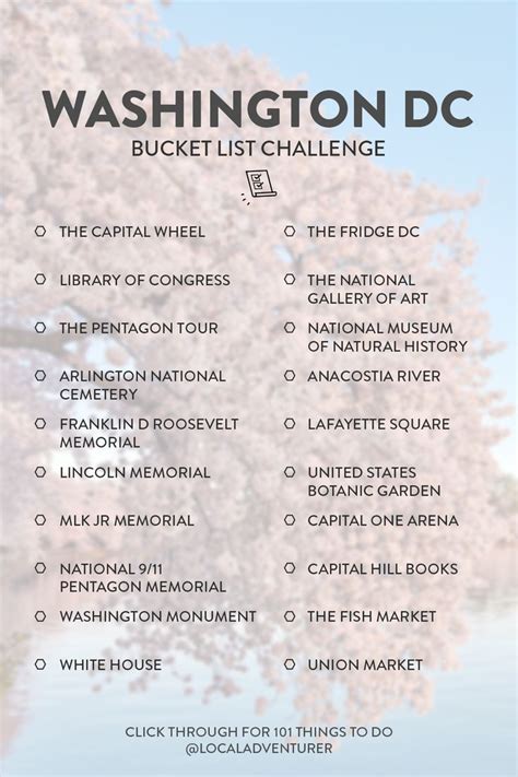 10 Creative Printable List Of Things To Do In Washington Dc