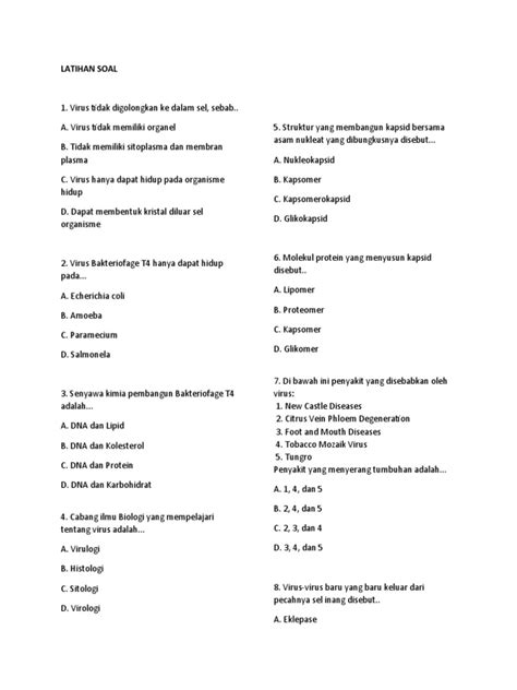 Latihan Soal Virus Pdf