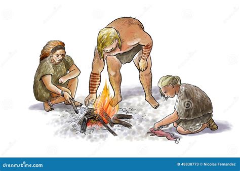 Familia del Neanderthal stock de ilustración Ilustración de primitivo