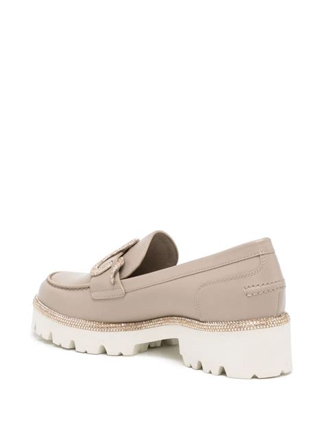 René Caovilla Morgana 40mm Leather Loafers Neutrals FARFETCH