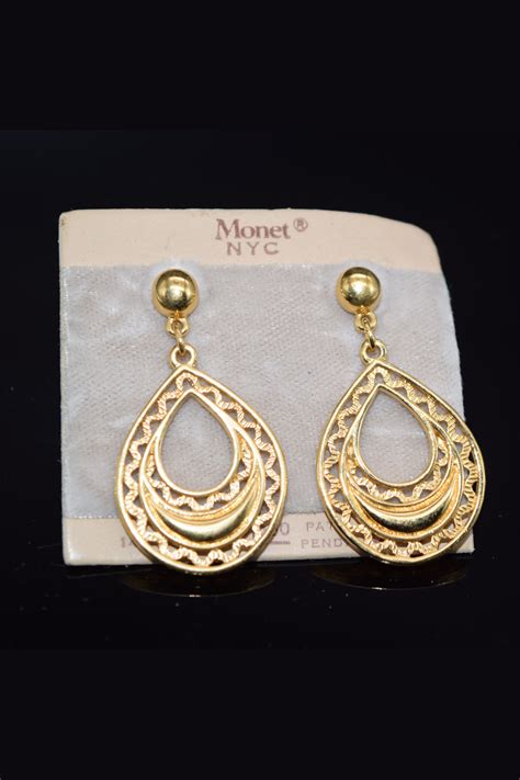 Monet Gold Dangle Earrings 14K Gold Posts Boho Earrings | Etsy | Etsy earrings, Gold earrings ...