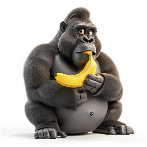 Premium Photo A Gorilla Holding A Banana That Has A Banana On It