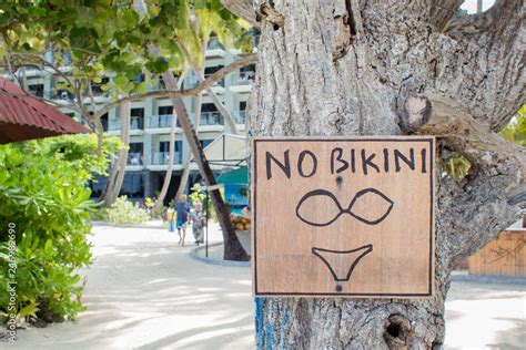 No Bikini On This Area Stop Sign On Public Beaches On Islamic Country Stock Photo Adobe Stock