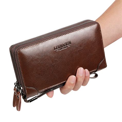 Cartera Vintage De Cuero Genuino Con Cremallera Para Hombre Monedero