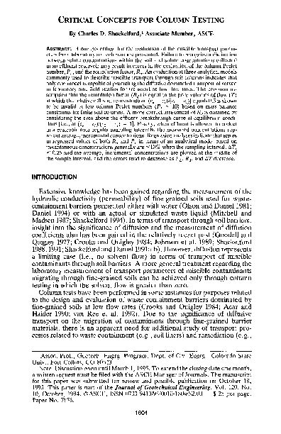 (PDF) Critical concepts for column testing 