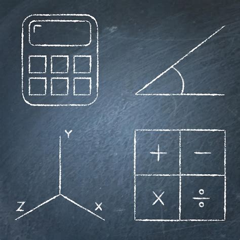 Jeu D icônes De Sciences Mathématiques Sur Tableau Noir Vecteur Premium