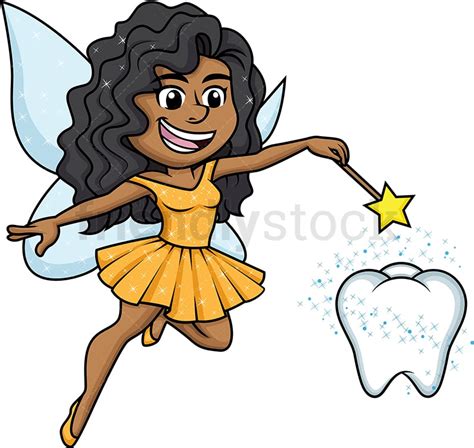 tooth clipart AMB-1134 Tooth fairy clipart Dark skin fairy African ...