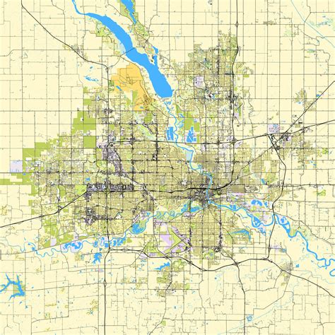 Map of Des Moines, Iowa, USA 41335560 Vector Art at Vecteezy