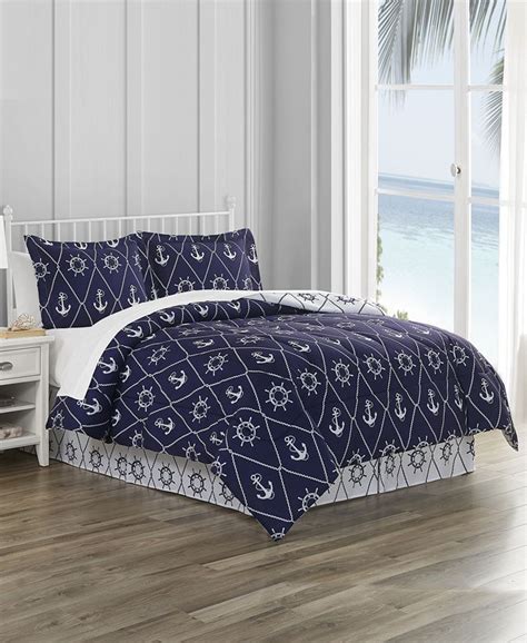 Mytex Closeout Anchors Away 8 Pc Reversible Full Comforter Set Created For Macys Macys