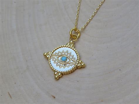 Evil Eye Necklace Greek Jewelry 14k Gold Filled Minimalist Jewelry Gold Jewelry Evil Eye