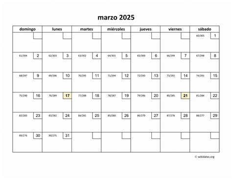 Calendario Marzo 2025 de México WikiDates org