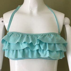 Jessica Simpson Swim Jessica Simpson Seersucker Turquoise Ruffle