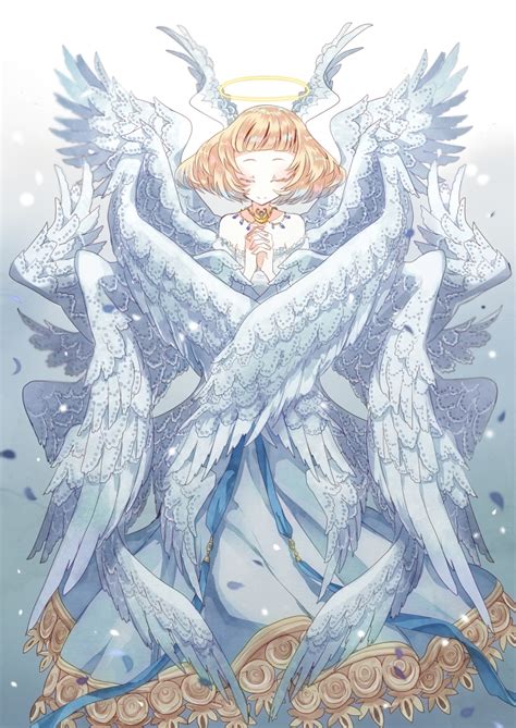 Safebooru 1girl Angel Angel Wings Blonde Hair Closed Eyes Dress